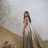 Make a fashion statement with this elegant Sage Green Macrame Cape by Aya Sacred Wear. 