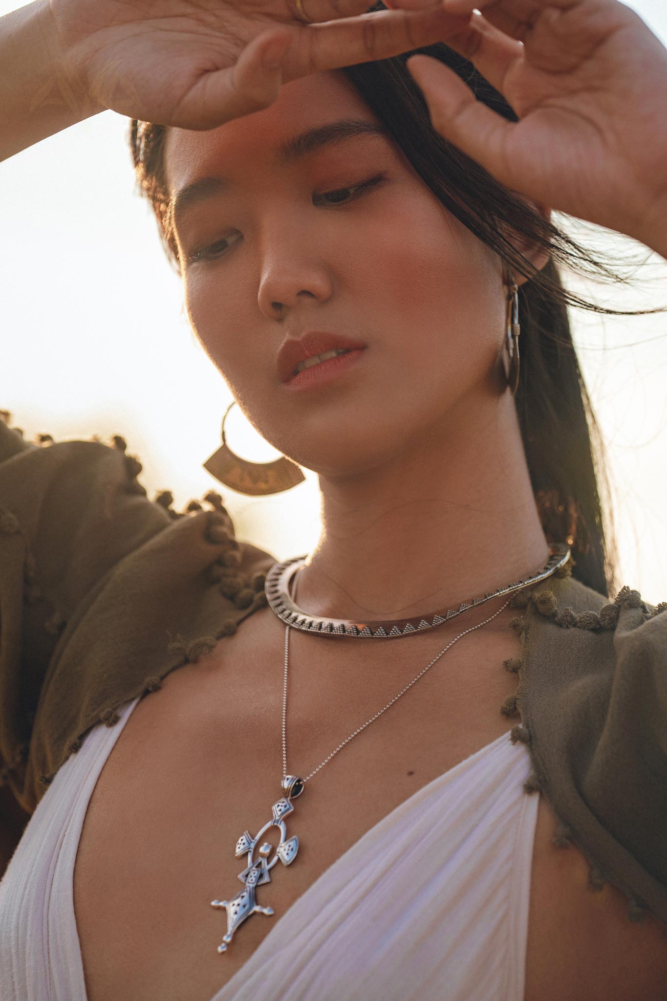 Olive Green Poncho Robe for Women, Boho Kimono Overcoat, Prom Cover Up - AYA Sacred Wear