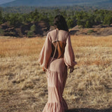 Samudra Dress in Blush Rose – Backless Boho Maxi Dress - AYA Sacred Wear