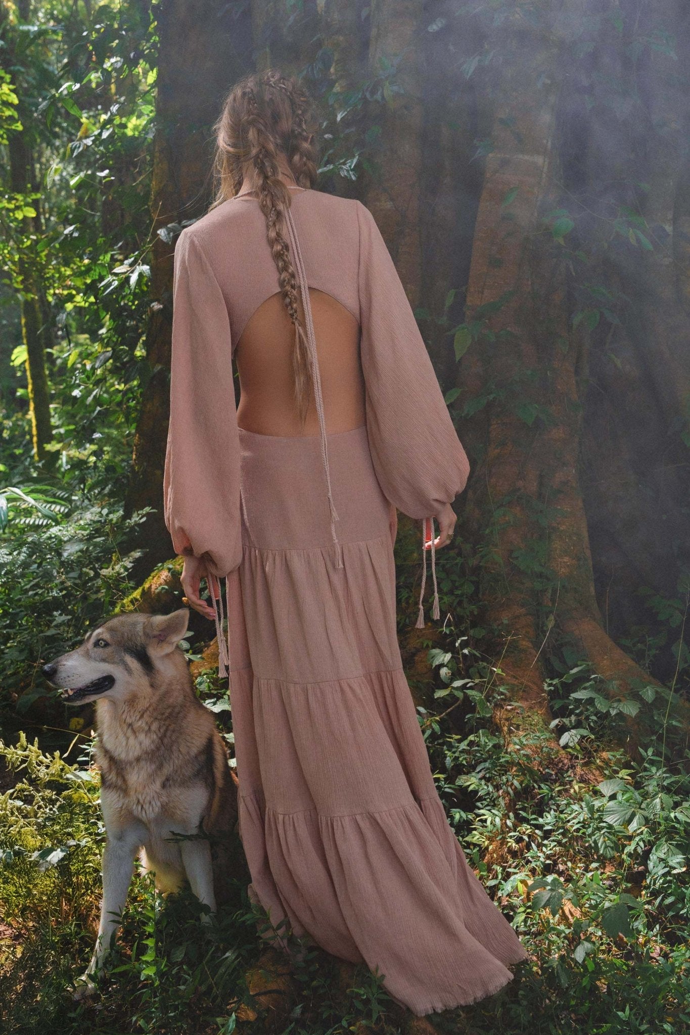 Samudra Dress in Blush Rose – Backless Boho Maxi Dress - AYA Sacred Wear
