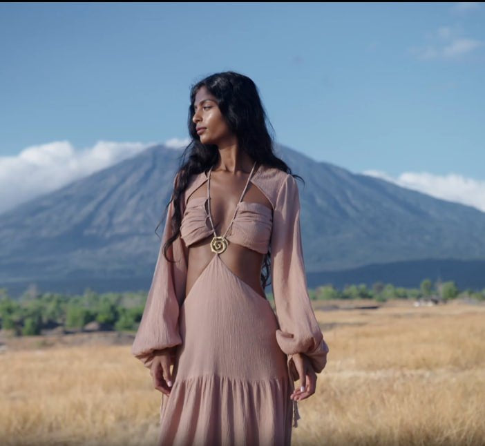 Samudra Dress in Blush Rose – Backless Boho Maxi Dress - AYA Sacred Wear