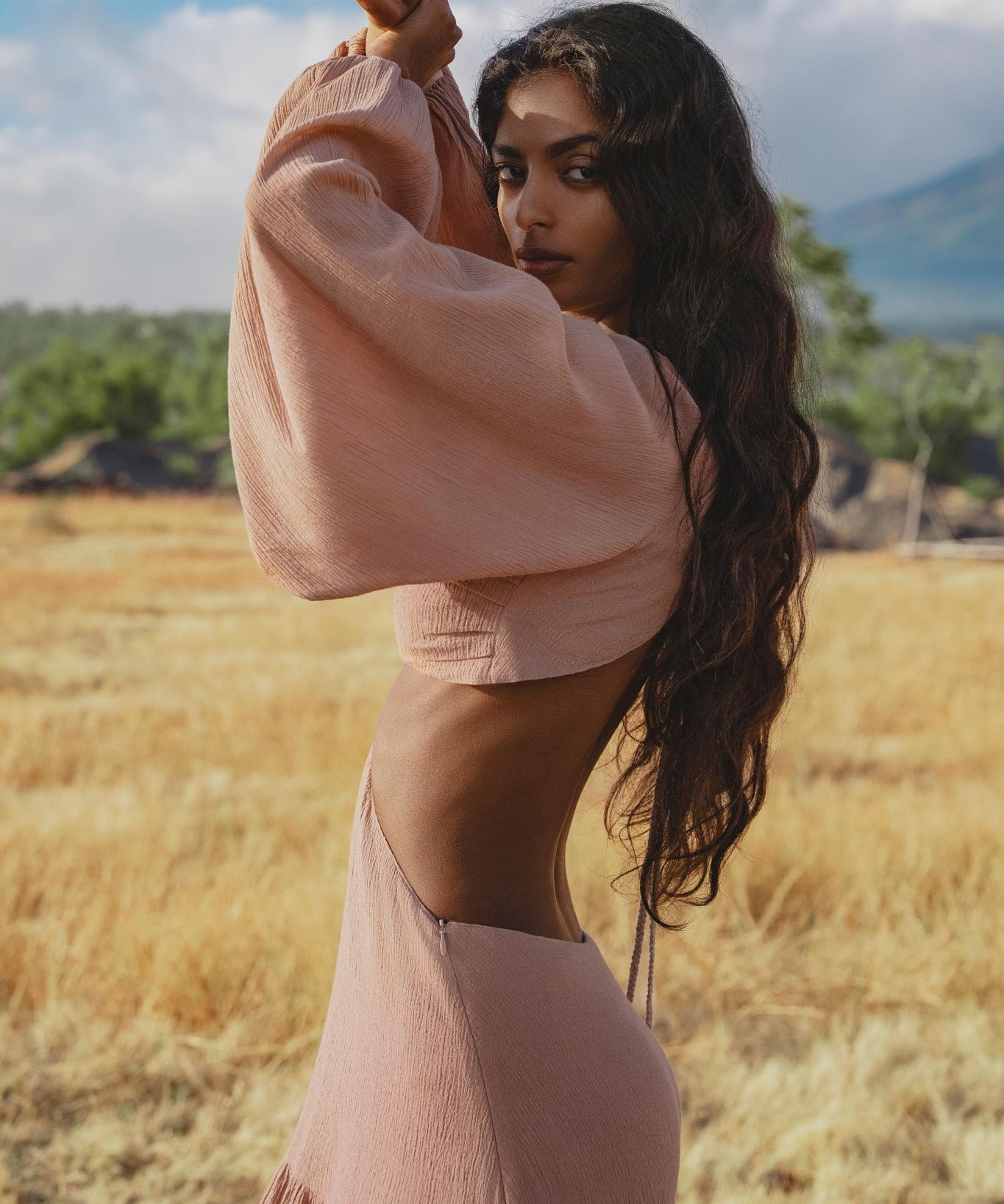 Samudra Dress in Blush Rose – Backless Boho Maxi Dress - AYA Sacred Wear