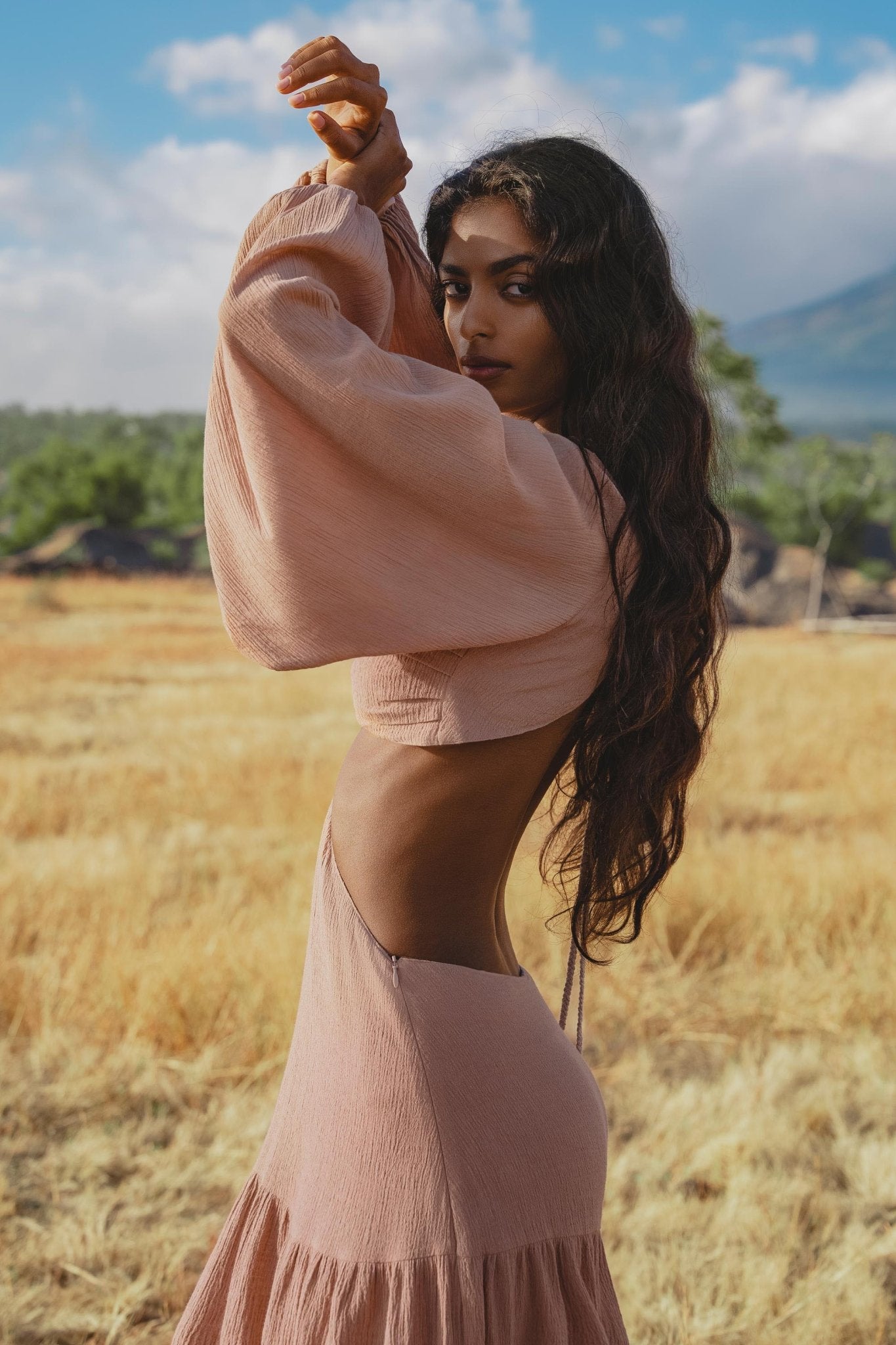 Samudra Dress in Blush Rose – Backless Boho Maxi Dress - AYA Sacred Wear