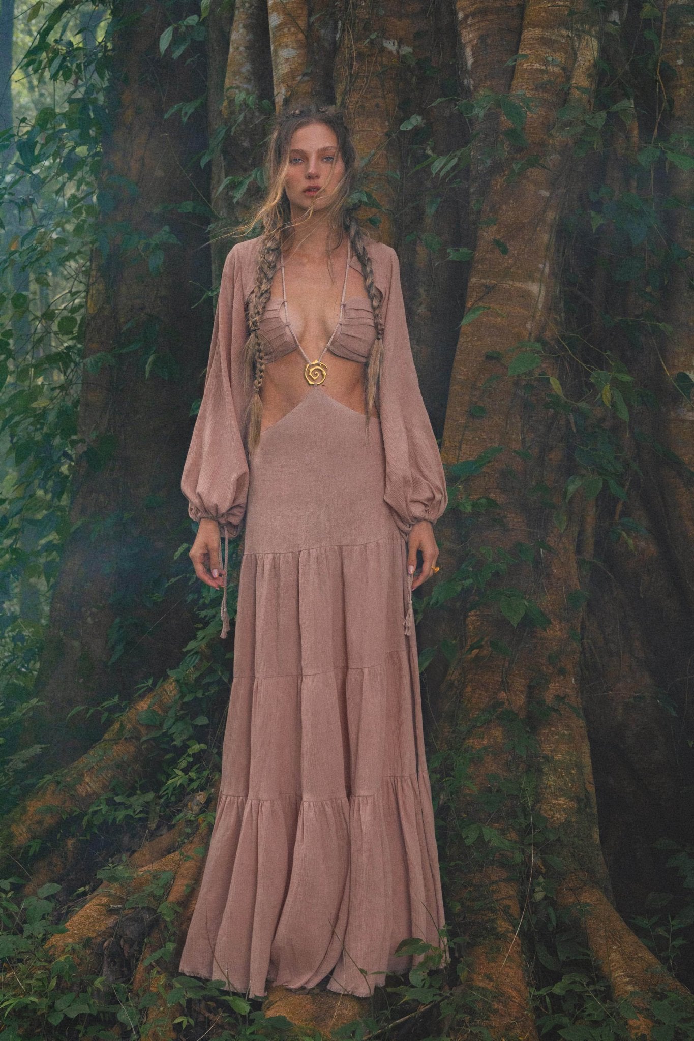 Samudra Dress in Blush Rose – Backless Boho Maxi Dress - AYA Sacred Wear