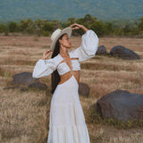 Samudra Dress in Celestial Mist Blue Colour – Organic Bohemian Garment - AYA Sacred Wear