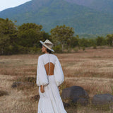 Samudra Dress in Celestial Mist Blue Colour – Organic Bohemian Garment - AYA Sacred Wear