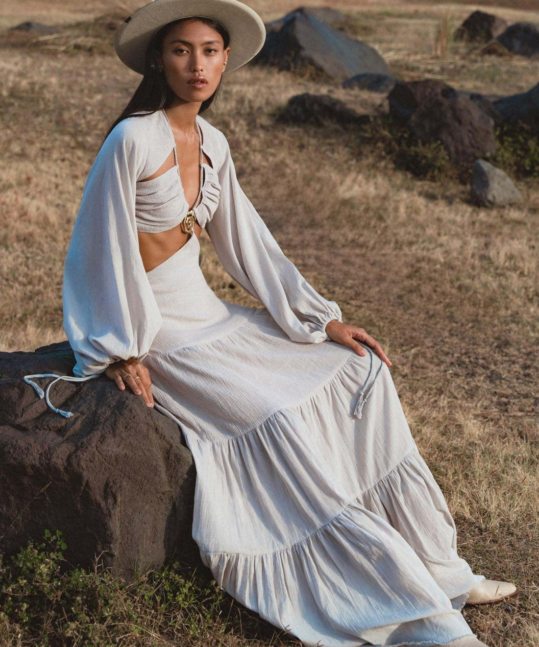 Samudra Dress in Celestial Mist Blue Colour – Organic Bohemian Garment - AYA Sacred Wear