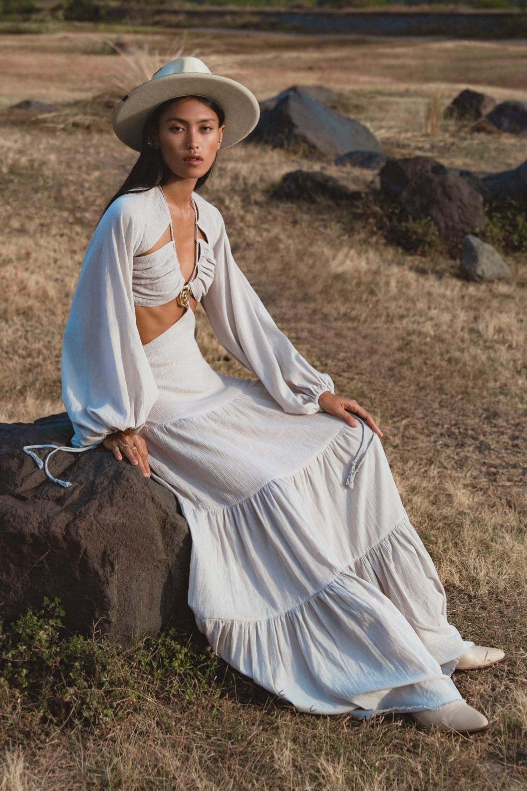 Samudra Dress in Celestial Mist Blue Colour – Organic Bohemian Garment - AYA Sacred Wear