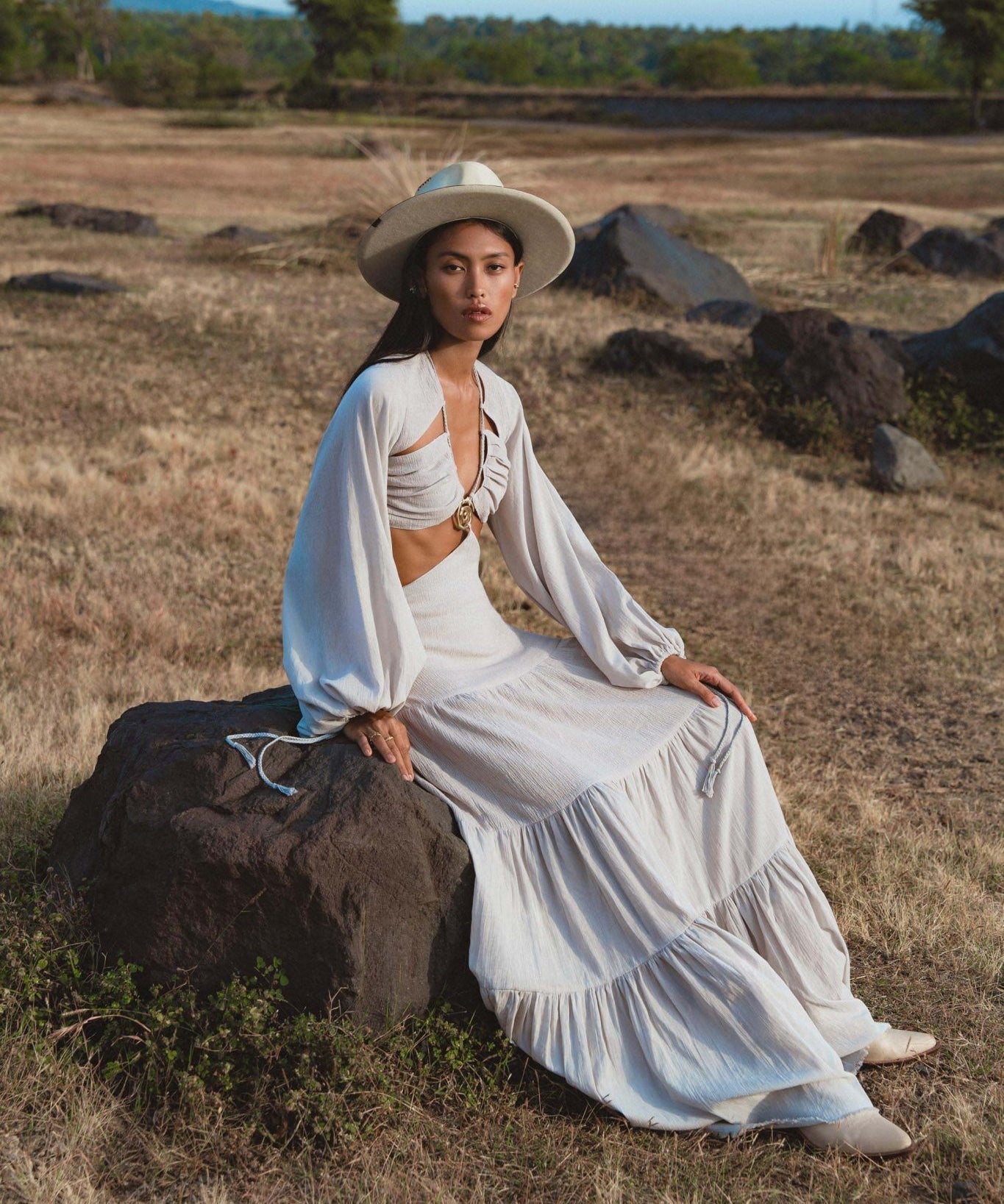 Samudra Dress in Celestial Mist Blue Colour – Organic Bohemian Garment - AYA Sacred Wear