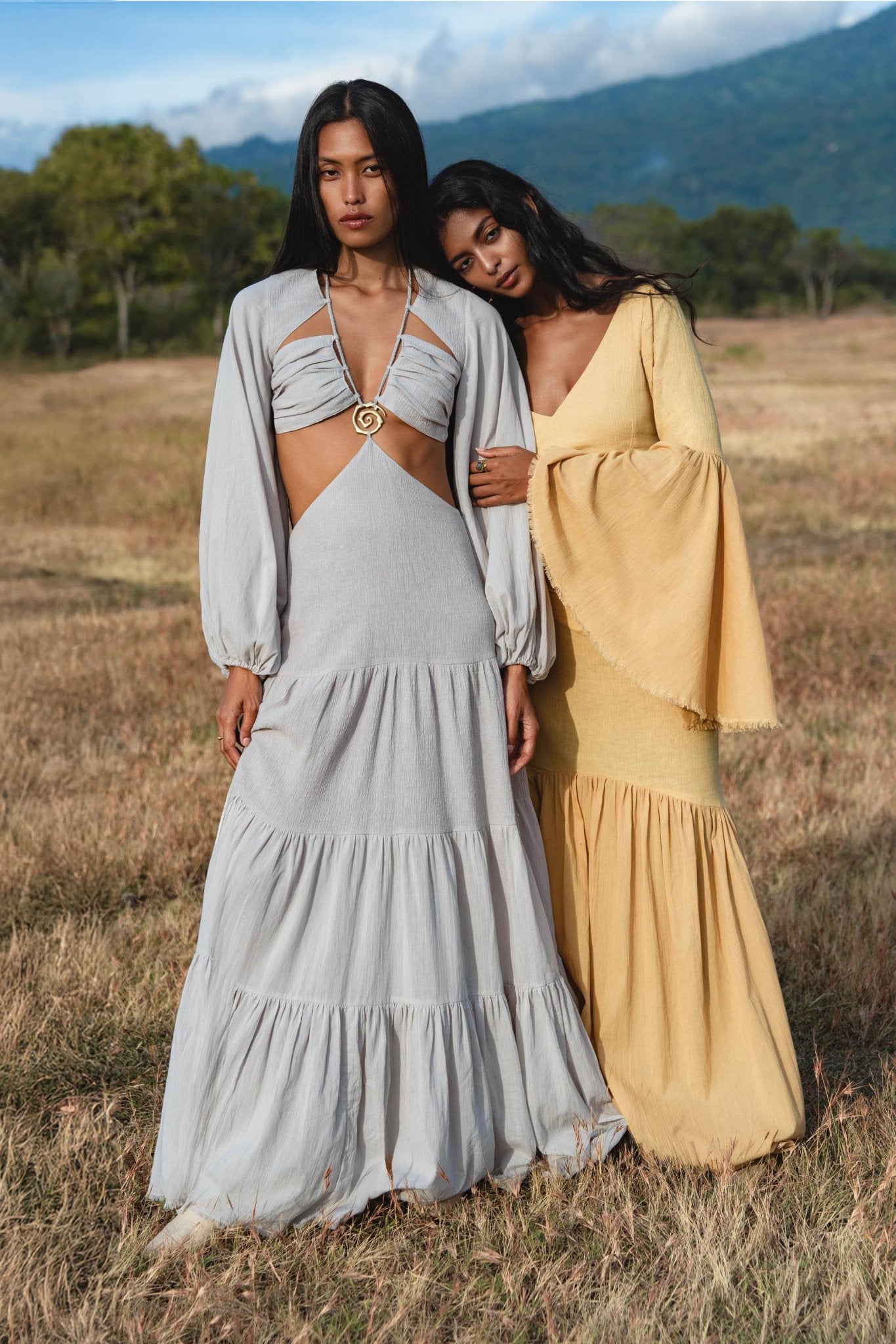 Samudra Dress in Celestial Mist Blue Colour – Organic Bohemian Garment - AYA Sacred Wear