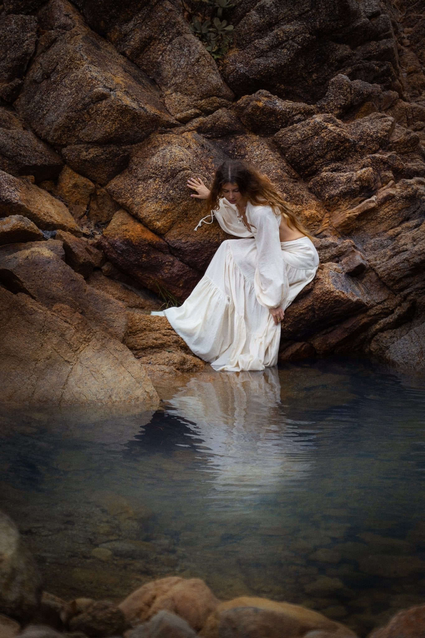 Samudra Dress in Ivory Colour – Organic Bohemian Dress - AYA Sacred Wear