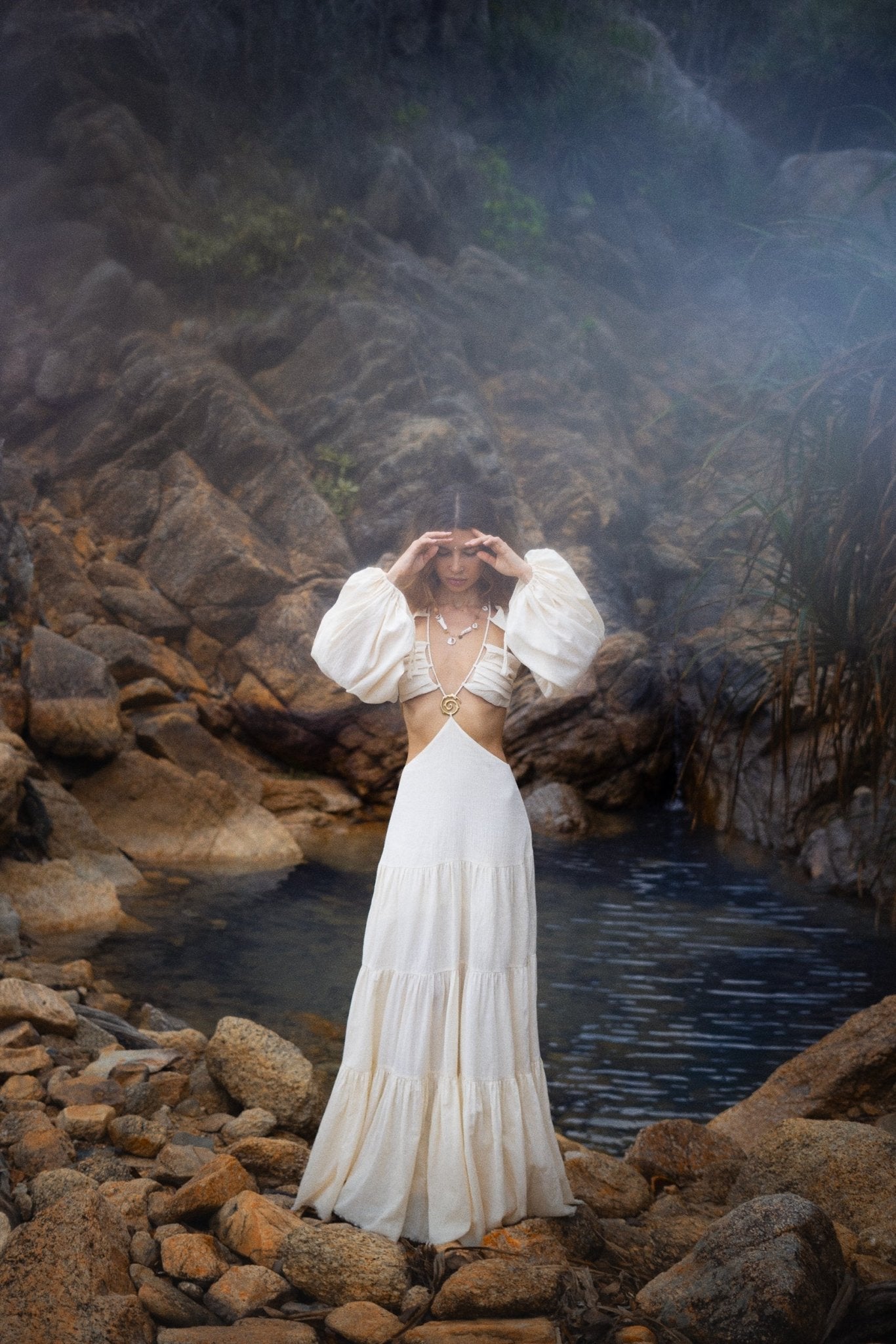 Samudra Dress in Ivory Colour – Organic Bohemian Dress - AYA Sacred Wear
