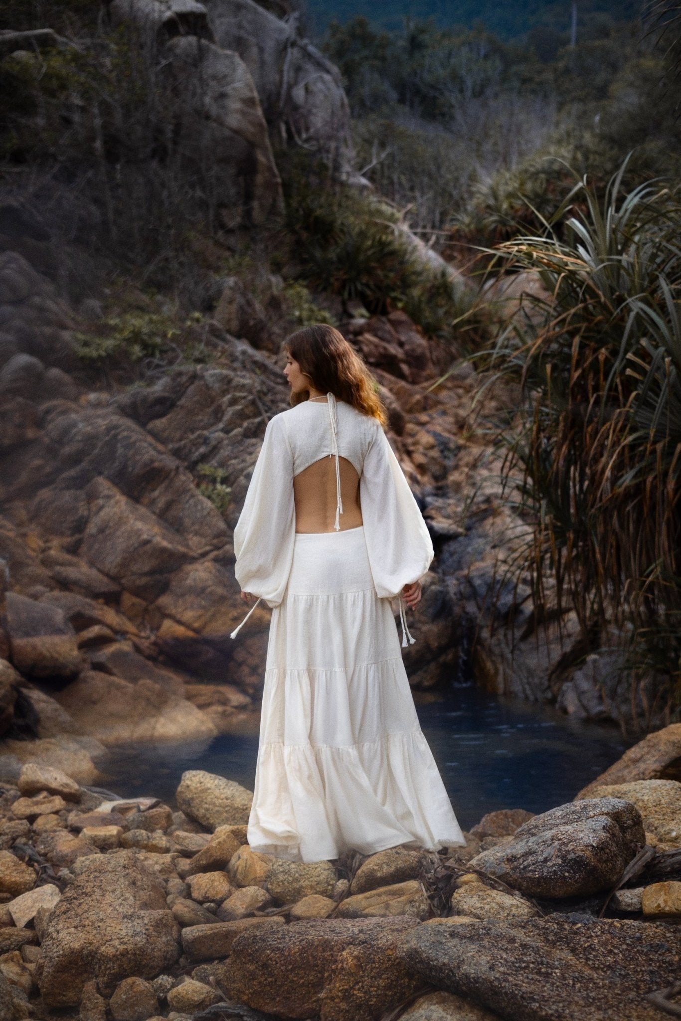 Samudra Dress in Ivory Colour – Organic Bohemian Dress - AYA Sacred Wear