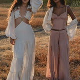 Samudra Dress in Ivory Colour – Organic Bohemian Dress - AYA Sacred Wear