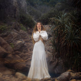 Samudra Dress in Ivory Colour – Organic Bohemian Dress - AYA Sacred Wear