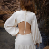 Samudra Dress in Ivory Colour – Organic Bohemian Dress - AYA Sacred Wear