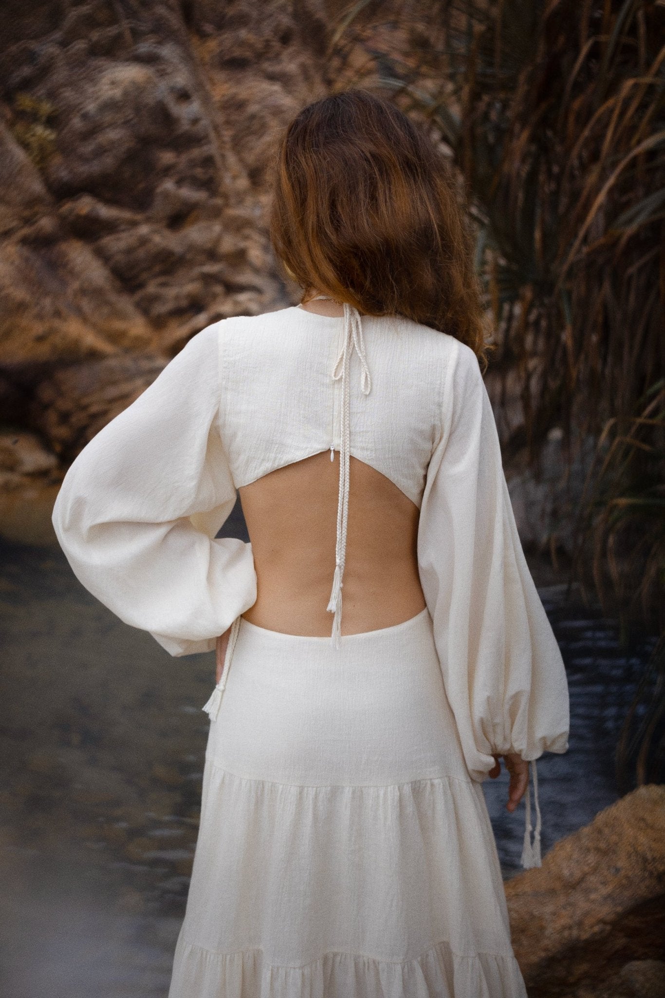 Samudra Dress in Ivory Colour – Organic Bohemian Dress - AYA Sacred Wear