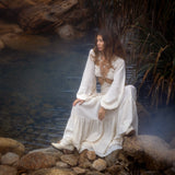 Samudra Dress in Ivory Colour – Organic Bohemian Dress - AYA Sacred Wear
