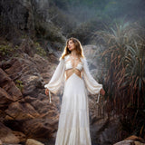 Samudra Dress in Ivory Colour – Organic Bohemian Dress - AYA Sacred Wear