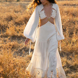 Samudra Dress in Ivory Colour – Organic Bohemian Dress - AYA Sacred Wear