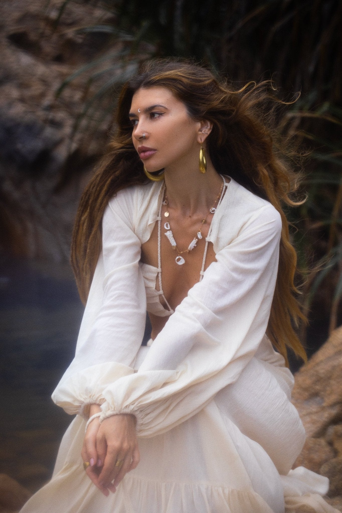Samudra Dress in Ivory Colour – Organic Bohemian Dress - AYA Sacred Wear