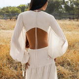 Samudra Dress in Ivory Colour – Organic Bohemian Dress - AYA Sacred Wear