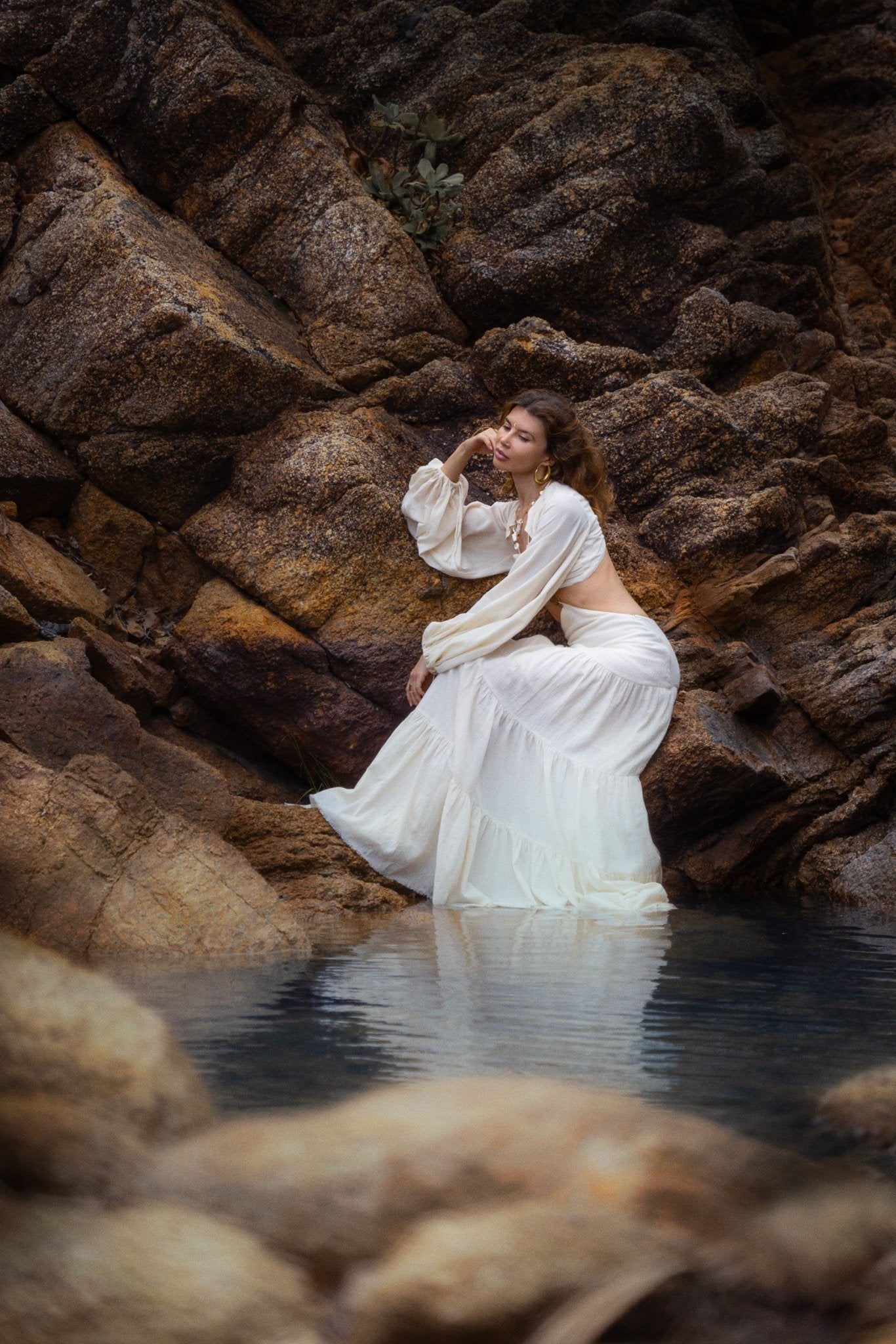 Samudra Dress in Ivory Colour – Organic Bohemian Dress - AYA Sacred Wear