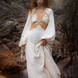 Samudra Dress in Ivory Colour – Organic Bohemian Dress - AYA Sacred Wear