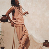 Sandalwood Colour Handwoven Cotton Sleeveless Hoody for Men - AYA Sacred Wear