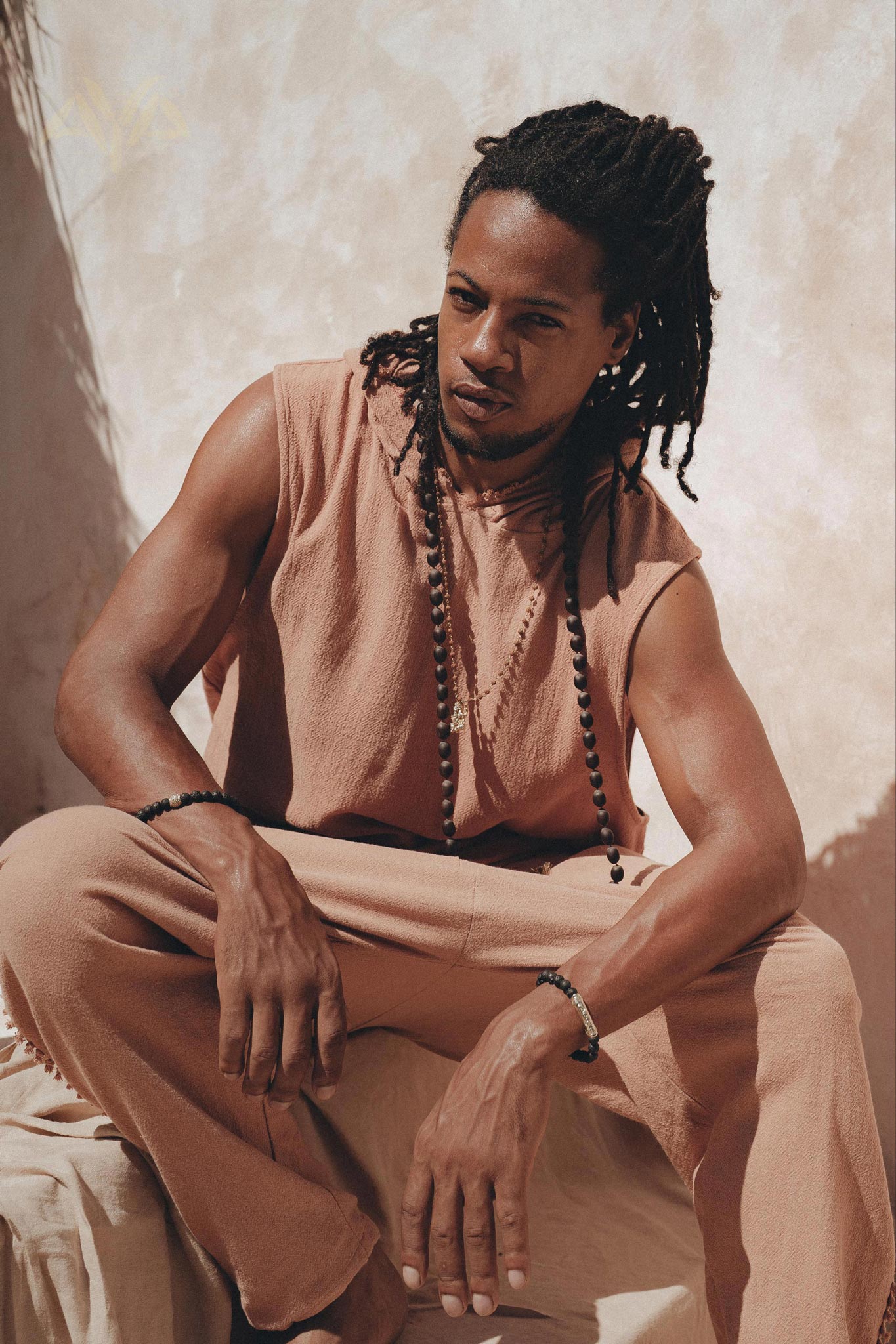 Sandalwood Colour Handwoven Cotton Sleeveless Hoody for Men - AYA Sacred Wear