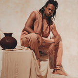 Sandalwood Colour Handwoven Cotton Sleeveless Hoody for Men - AYA Sacred Wear