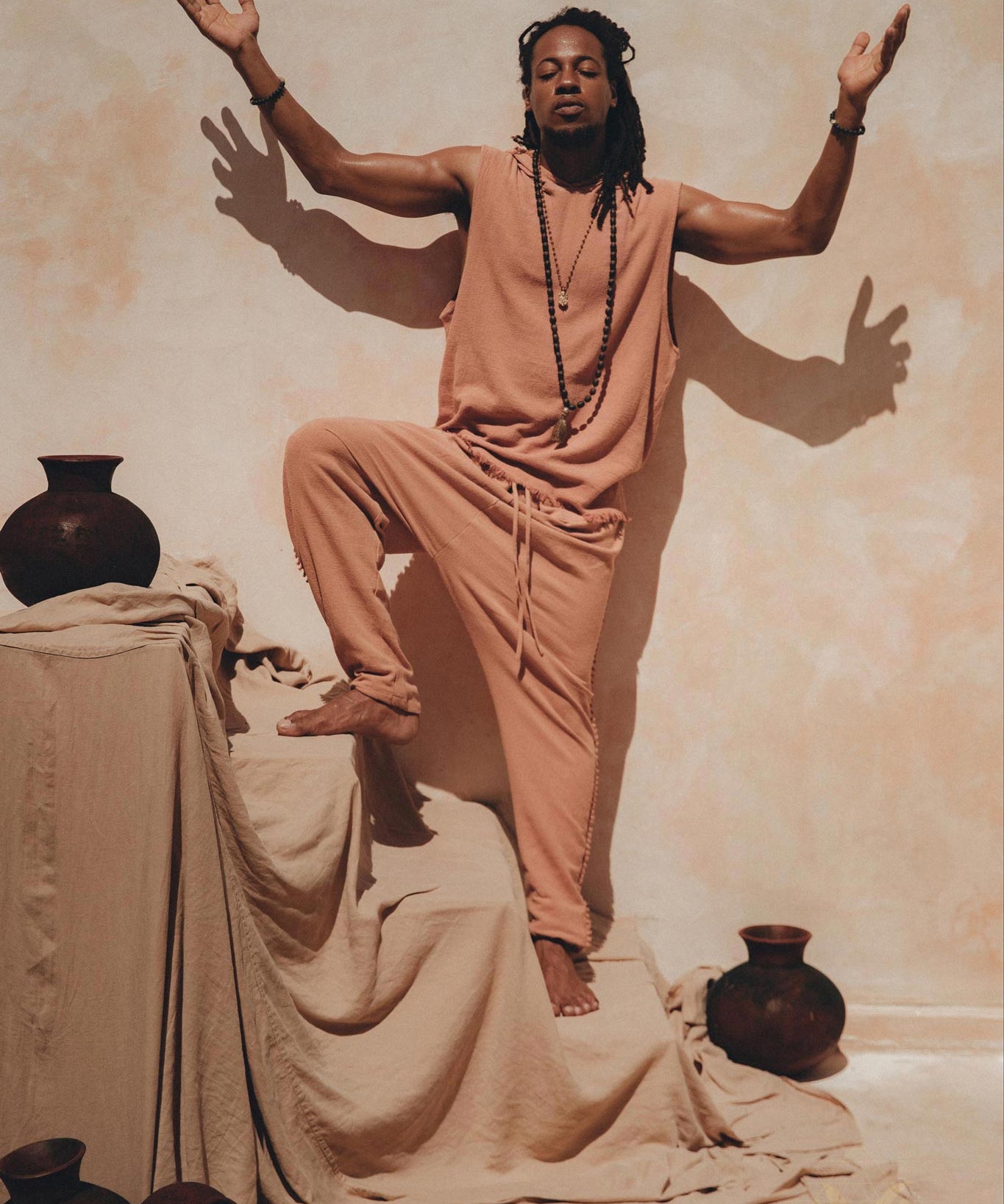 Sandalwood Orange Colour Handwoven Cotton Pants for Men - AYA Sacred Wear