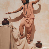 Sandalwood Orange Colour Handwoven Cotton Pants for Men - AYA Sacred Wear