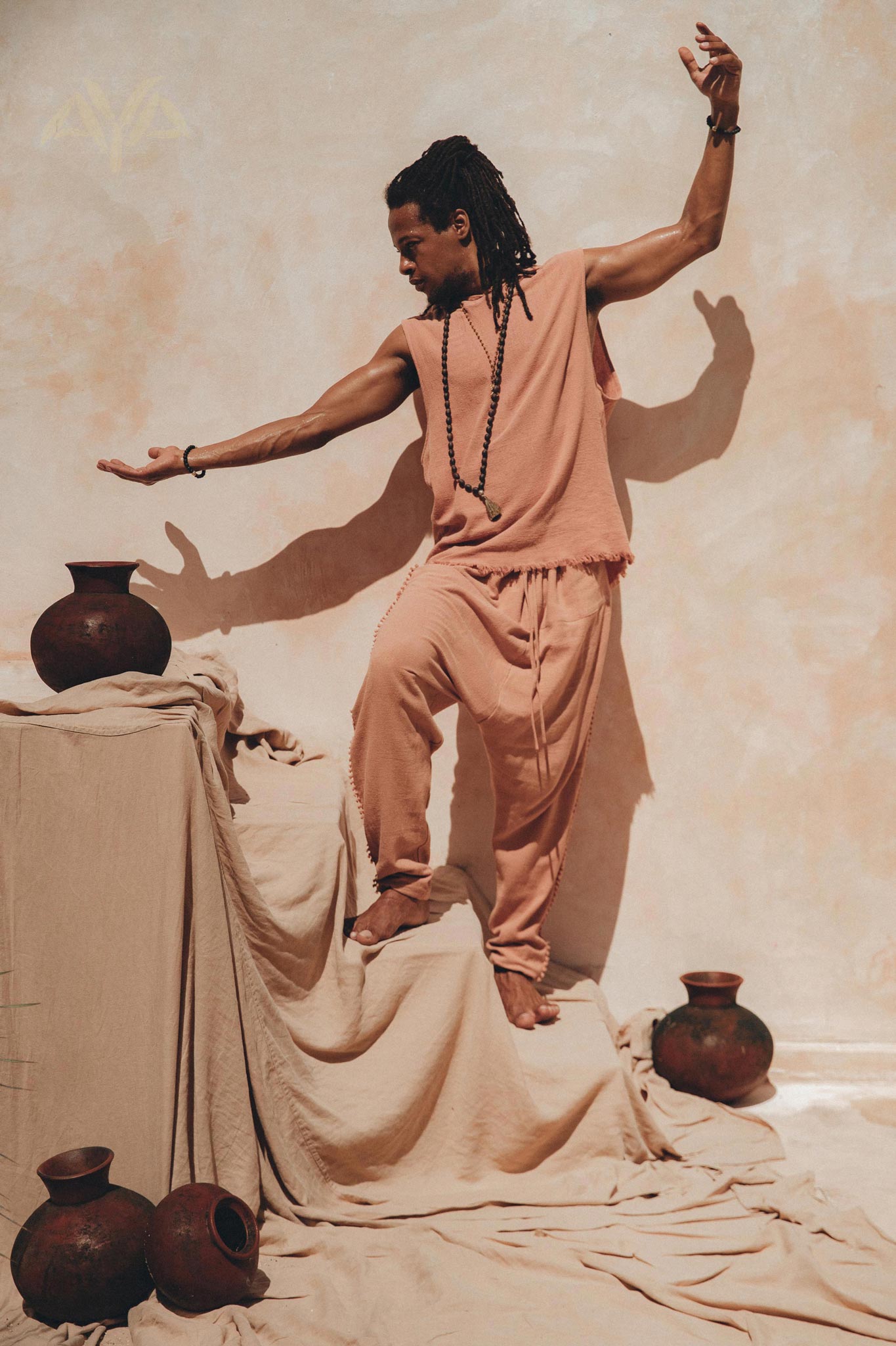 Sandalwood Orange Colour Handwoven Cotton Pants for Men - AYA Sacred Wear