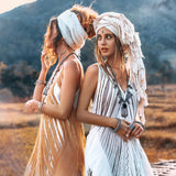 See Through Dress • Long Maxi Dress • Tribal Raw Cotton Cover - up - AYA Sacred Wear