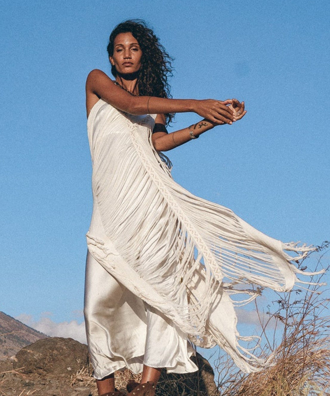 See Through Dress • Long Maxi Dress • Tribal Raw Cotton Cover - up - AYA Sacred Wear