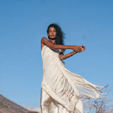 See Through Dress • Long Maxi Dress • Tribal Raw Cotton Cover - up - AYA Sacred Wear