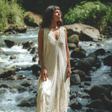 See Through Dress • Long Maxi Dress • Tribal Raw Cotton Cover - up - AYA Sacred Wear