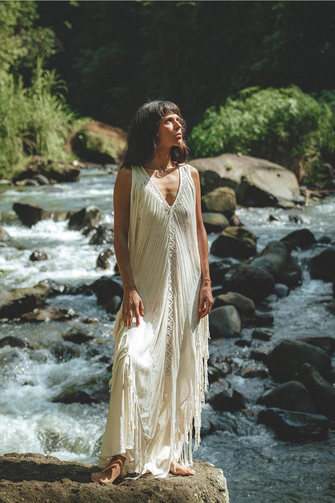See Through Dress • Long Maxi Dress • Tribal Raw Cotton Cover - up - AYA Sacred Wear