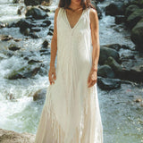 See Through Dress • Long Maxi Dress • Tribal Raw Cotton Cover - up - AYA Sacred Wear
