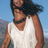 See Through Dress • Long Maxi Dress • Tribal Raw Cotton Cover - up - AYA Sacred Wear
