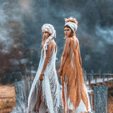 See Through Dress • Long Maxi Dress • Tribal Raw Cotton Cover - up - AYA Sacred Wear