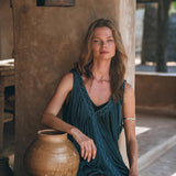 See Through Dress • Navy Blue Long Maxi Dress • Tribal Raw Cotton Cover - up - AYA Sacred Wear