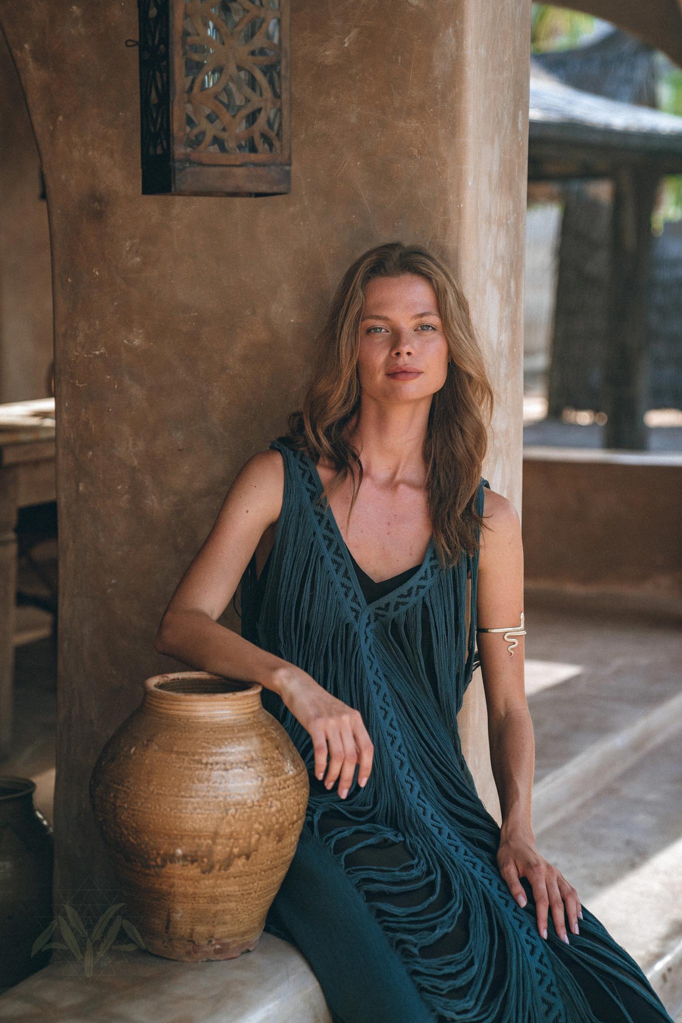 See Through Dress • Navy Blue Long Maxi Dress • Tribal Raw Cotton Cover - up - AYA Sacred Wear