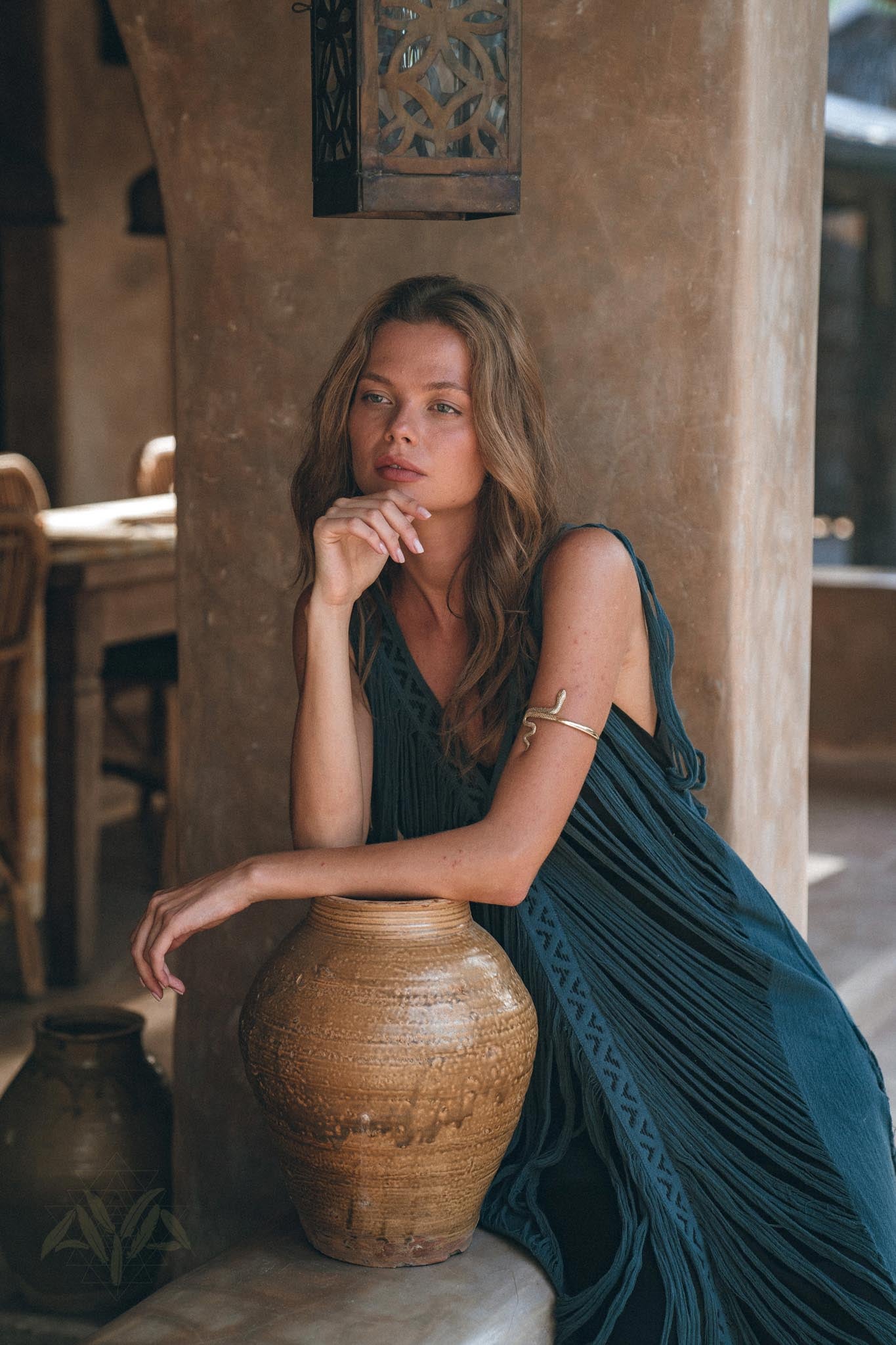 See Through Dress • Navy Blue Long Maxi Dress • Tribal Raw Cotton Cover - up - AYA Sacred Wear