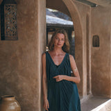 See Through Dress • Navy Blue Long Maxi Dress • Tribal Raw Cotton Cover - up - AYA Sacred Wear