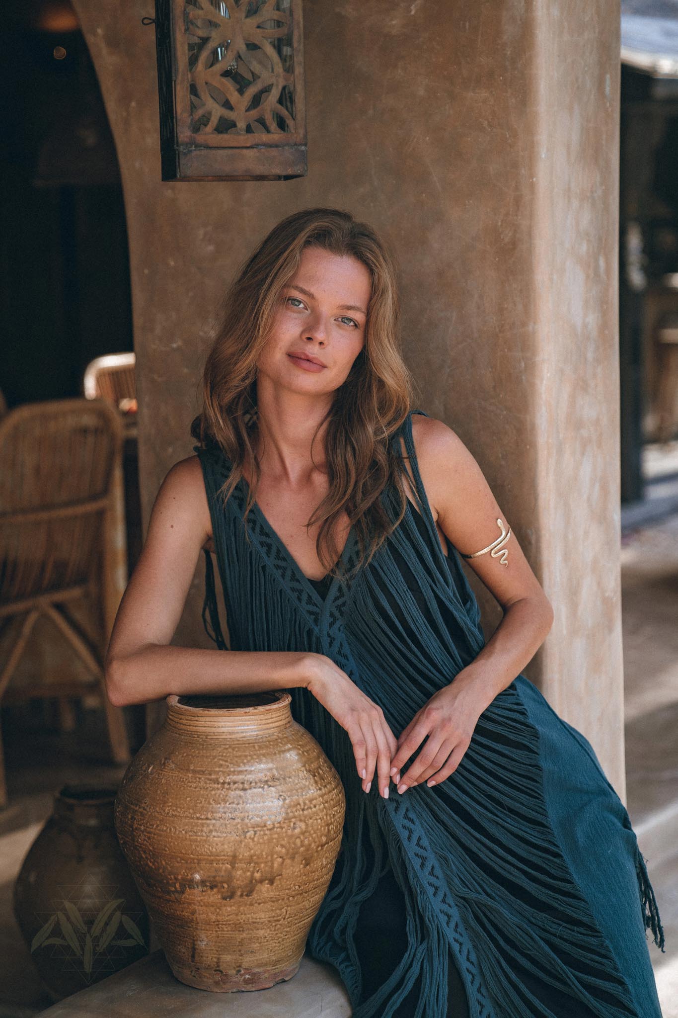 See Through Dress • Navy Blue Long Maxi Dress • Tribal Raw Cotton Cover - up - AYA Sacred Wear