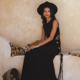 Selkie Dress Black• Open Sides Macrame Robes Dress • Organic Dress - AYA Sacred Wear