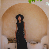 Selkie Dress Black• Open Sides Macrame Robes Dress • Organic Dress - AYA Sacred Wear