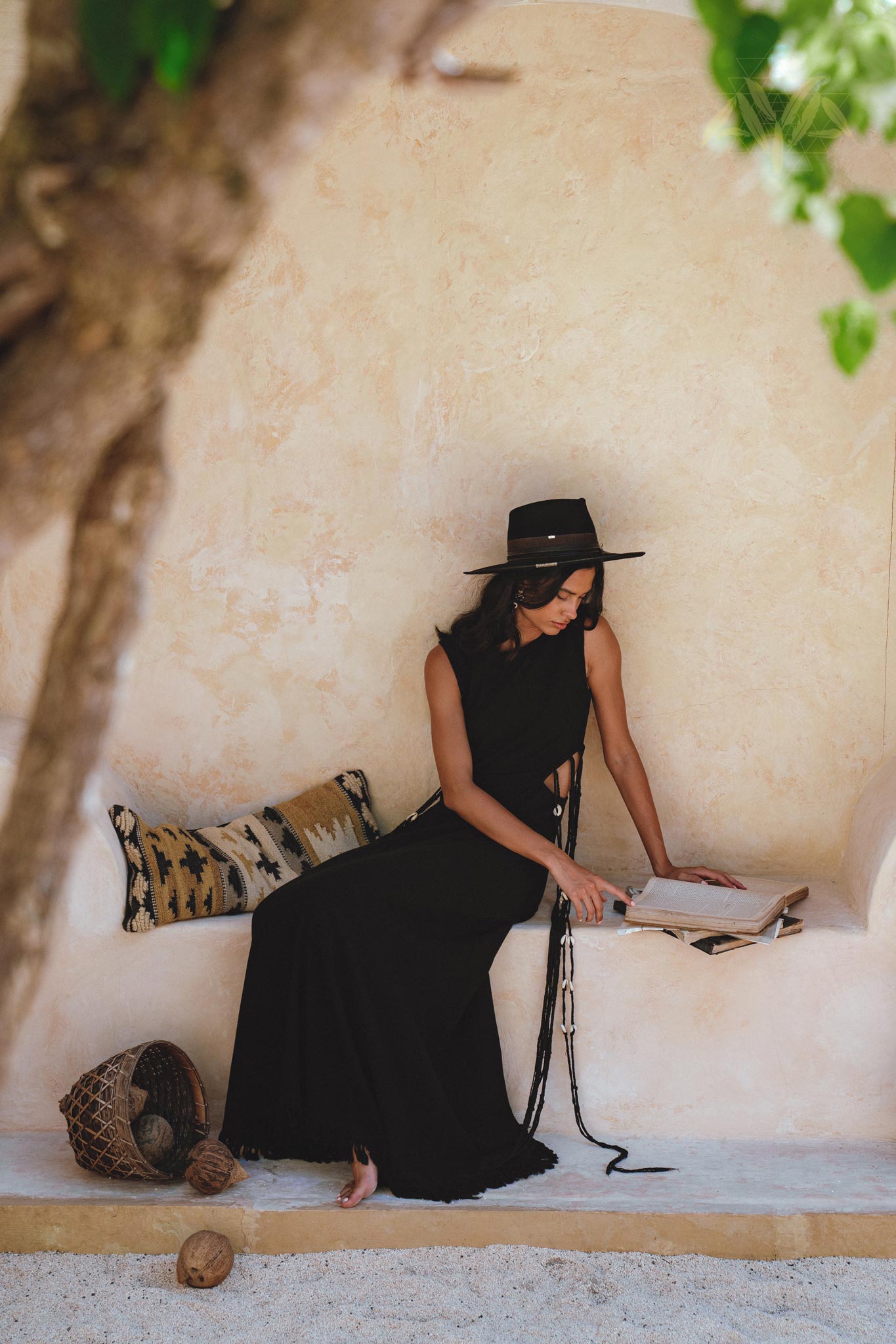 Selkie Dress Black• Open Sides Macrame Robes Dress • Organic Dress - AYA Sacred Wear